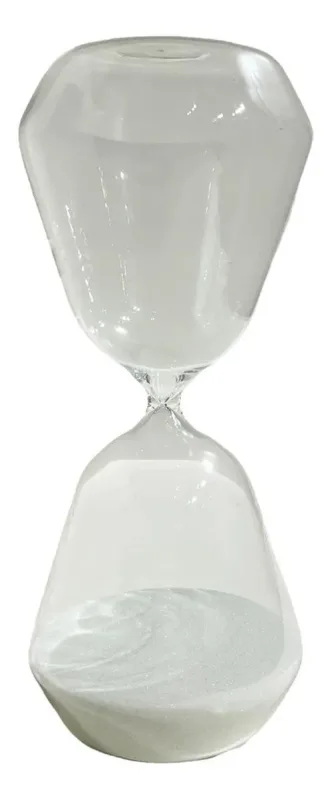 Ampulheta De Vidro Areia Branca Kairos 16cm - LC - Presentes