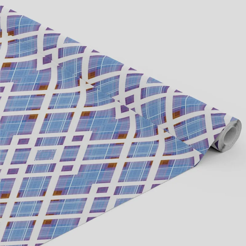 Tecido Oxford Estampado Xadrez Escocês Azul Roxo e Branco - 1,40m