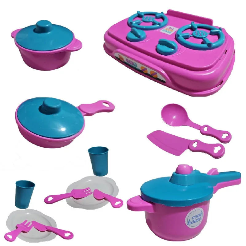 Kit Cozinha Infantil Fogão pratos panela Pressão Copos Kit 3