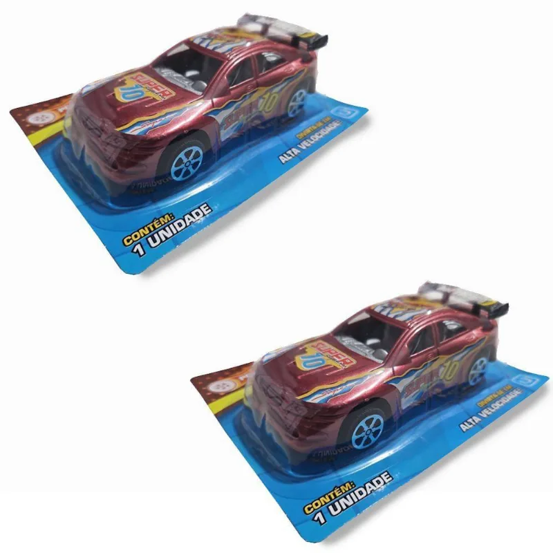 Kit 2 Carrinhos Fricção Race Infatil Carro Corrida Possantes Vinho