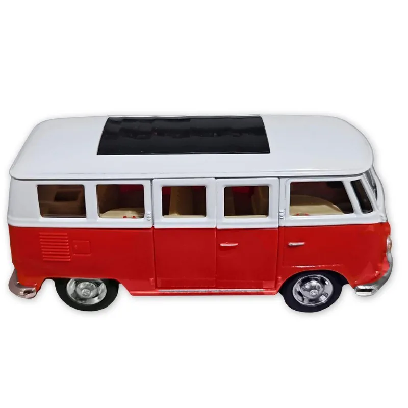 Carro Miniatura Metal Fricção Carrinho Action C/ Som E Luz Perua Kombi