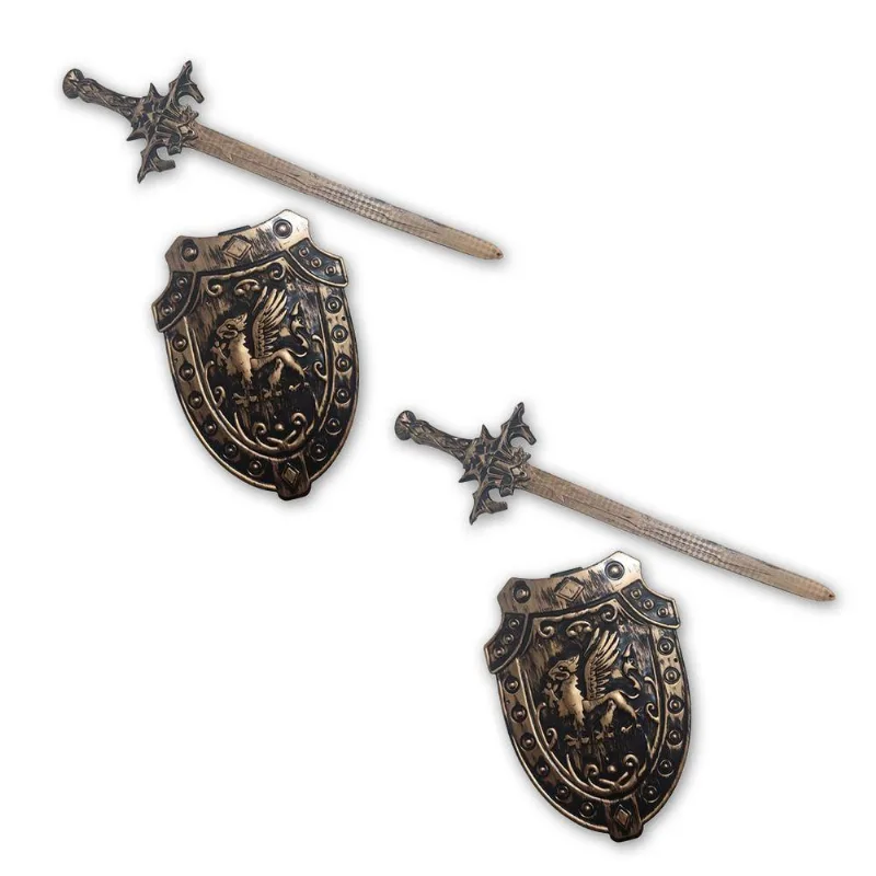 2 Kits Medieval Espada Escudo Grifo Medieval Infantil Jr0954
