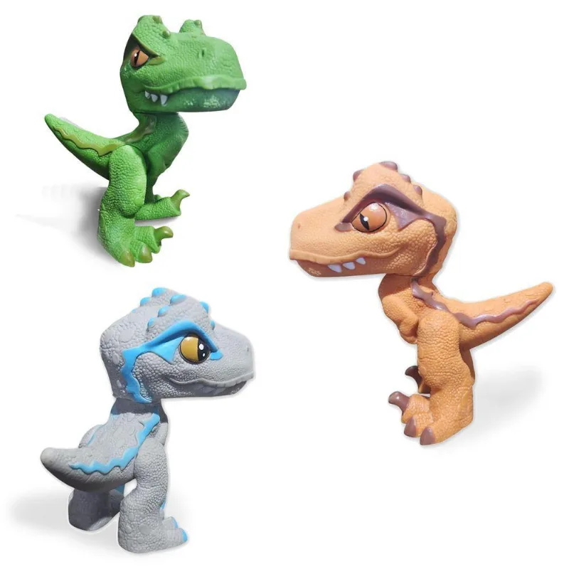 Kit 3 Dinossauros Velociraptor Mini Baby Dino Jurassic World