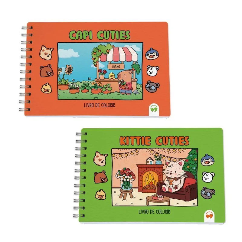 Kit 2 Livro De Colorir Cuties 128 Páginas Capi E Kittie