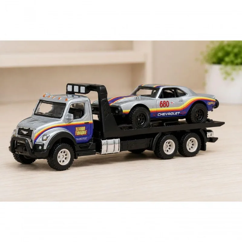 Carrinho Colecionável '67 Off Road Tout Terrain Camaro Com Caminhão Transportador Cinza Mattel
