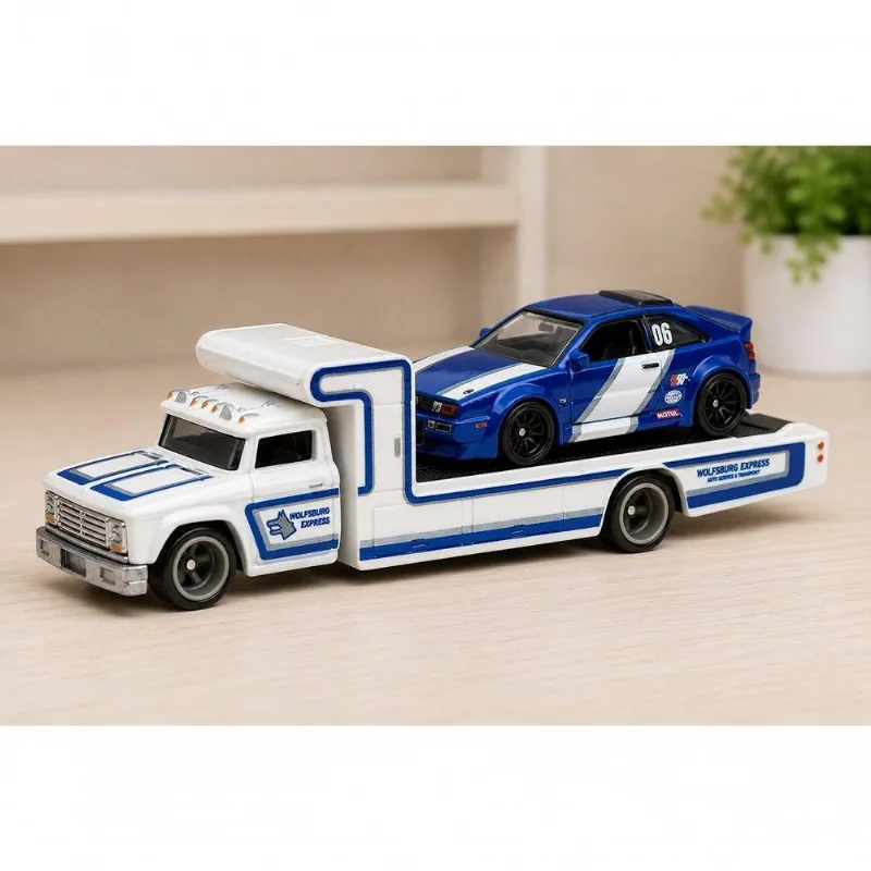 Carrinho Colecionável Team Transport Premium Com Corrado Vr6 E Caminhão Branco Mattel
