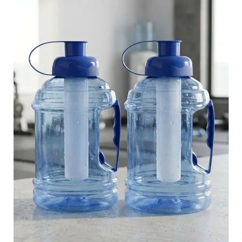 Garrafa Squeeze Kit 2 com Alça Gelo Galão 1L Azul Plasduran Plásticos - OUTRAS MARCAS