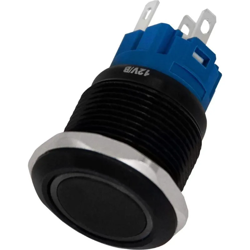 Chave Anti Vandalismo On-Off LED Azul 12VDC 3A 250VAC Preta Storm