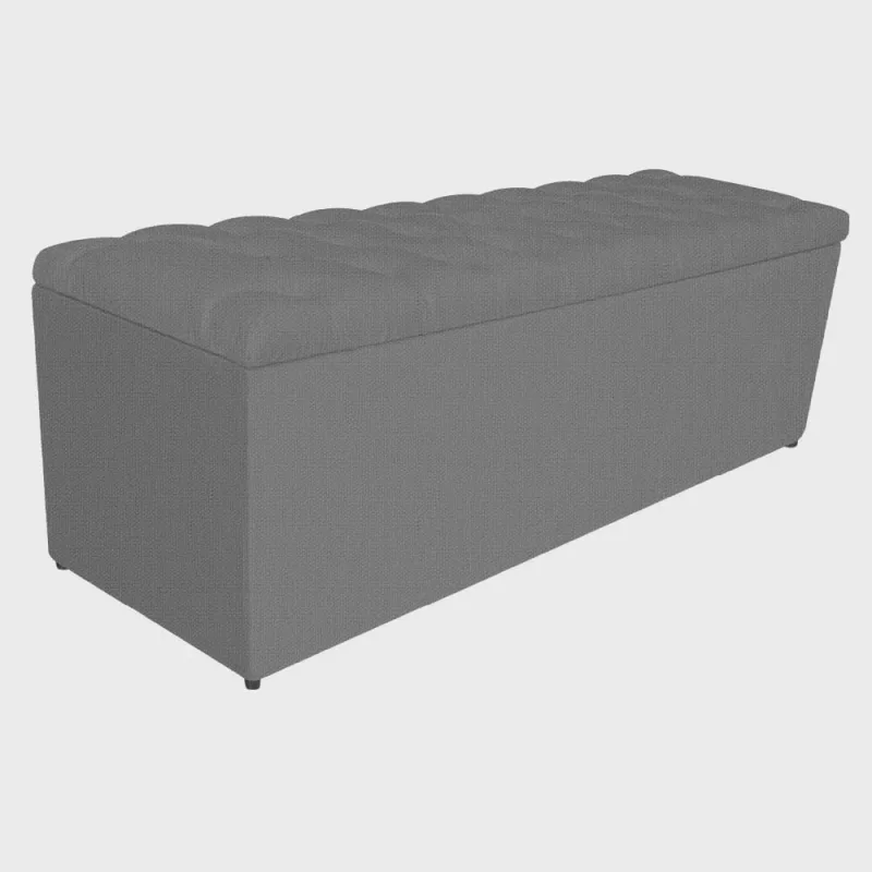 Calçadeira Estofada Liverpool 195 cm King Size Linho Chumbo - Amarena Móveis - Não Disponível
