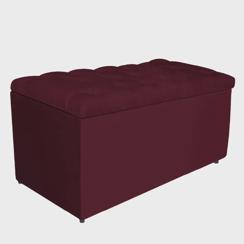Calçadeira Estofada Liverpool 90 cm Solteiro Suede Bordô - Amarena Móveis - Não Disponível