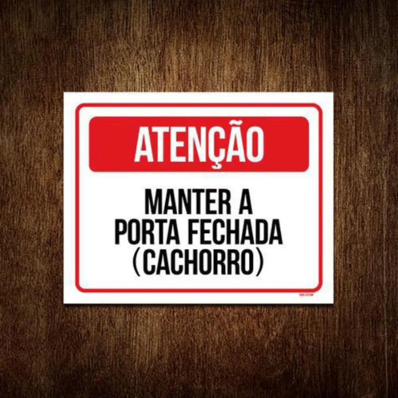 Kit 5 Placas Atenção Mantenha Porta Fechada Cachorro