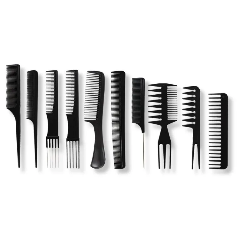 Kit 10 Pente Cabeleireiro Profissional Penteado Trança Corte
