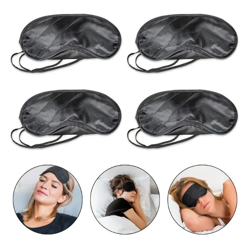 Kit 4 Máscara Dormir Tapa Olhos Cetim Blackout Viagem Soneca