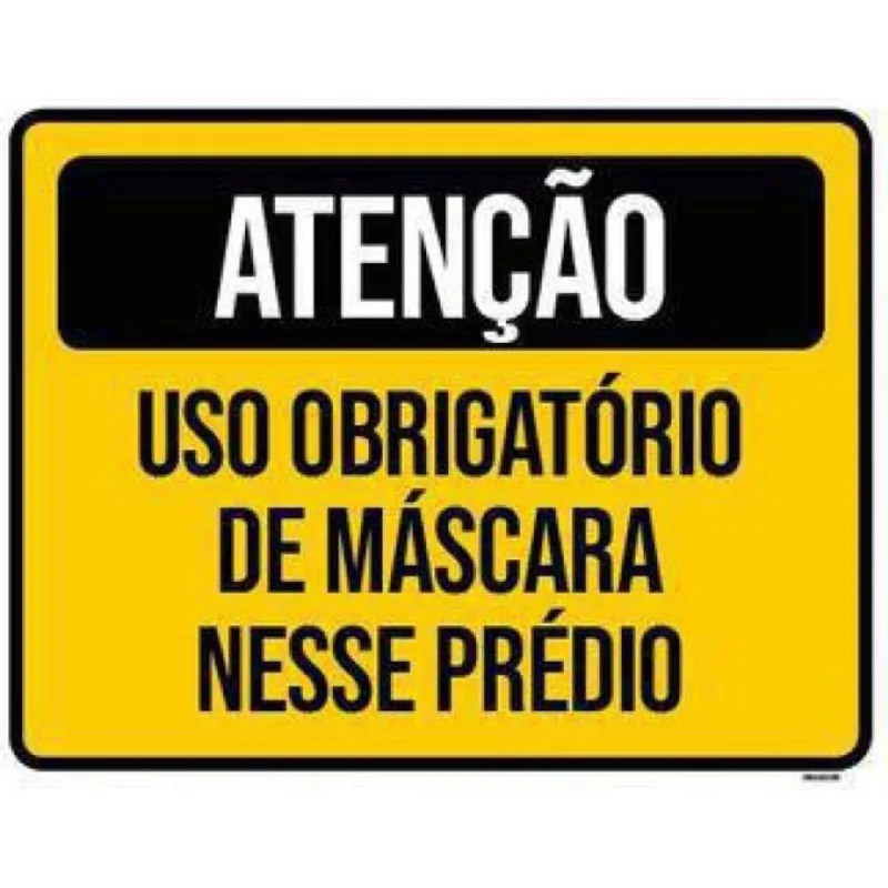 Kit 5 Placas Atenção Uso Obrigatório Máscara Nesse Prédio