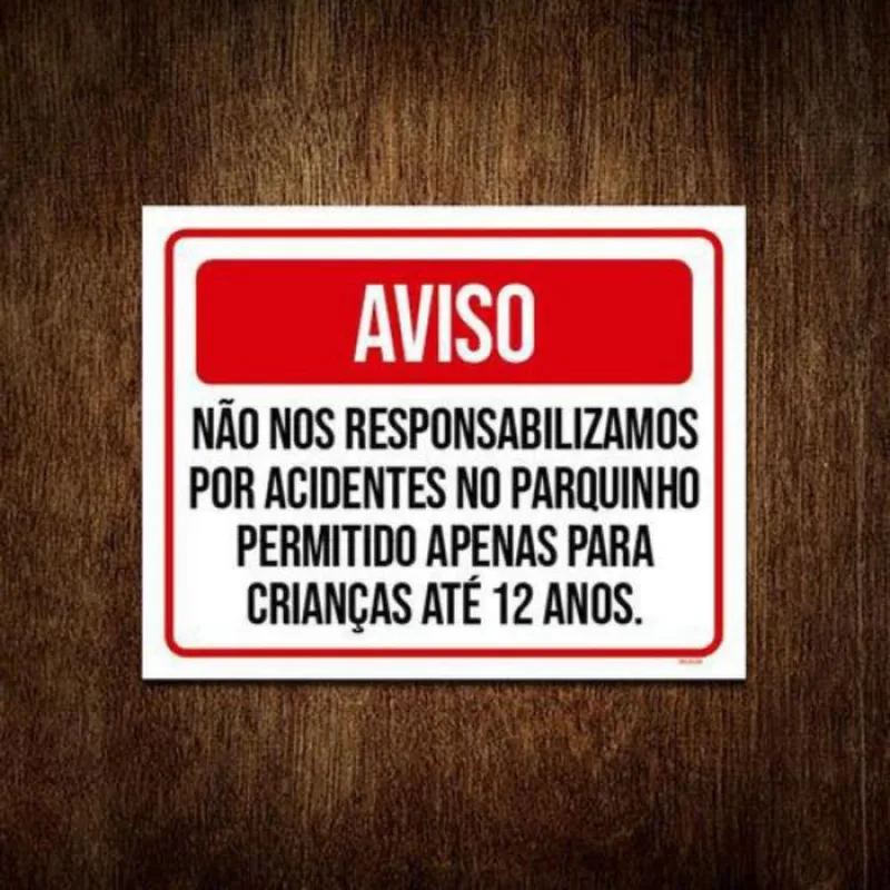 Kit 5 Placas Aviso Condomínio Acidentes No Parquinho