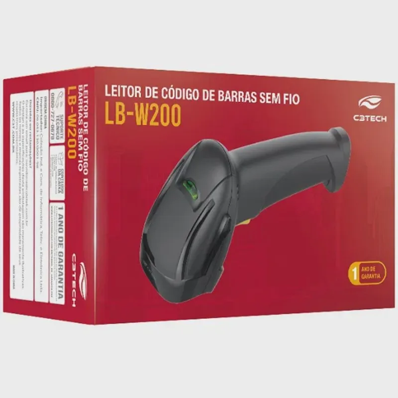 Leitor Codigo de Barras 1D sem Fio LB-W200BK V2 C3 tech - c3tech - Comércio E Indústria