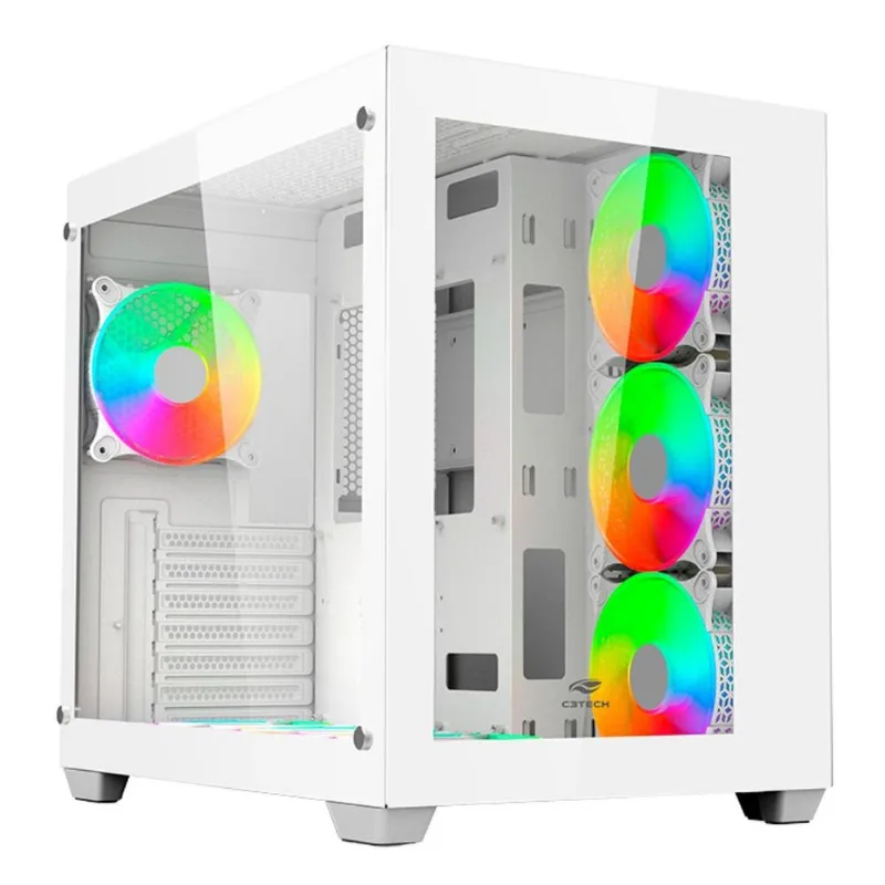 Gabinete Aquário Gamer C3tech MT-G910WH Vidro Temperado USB 3.0 ATX Branco