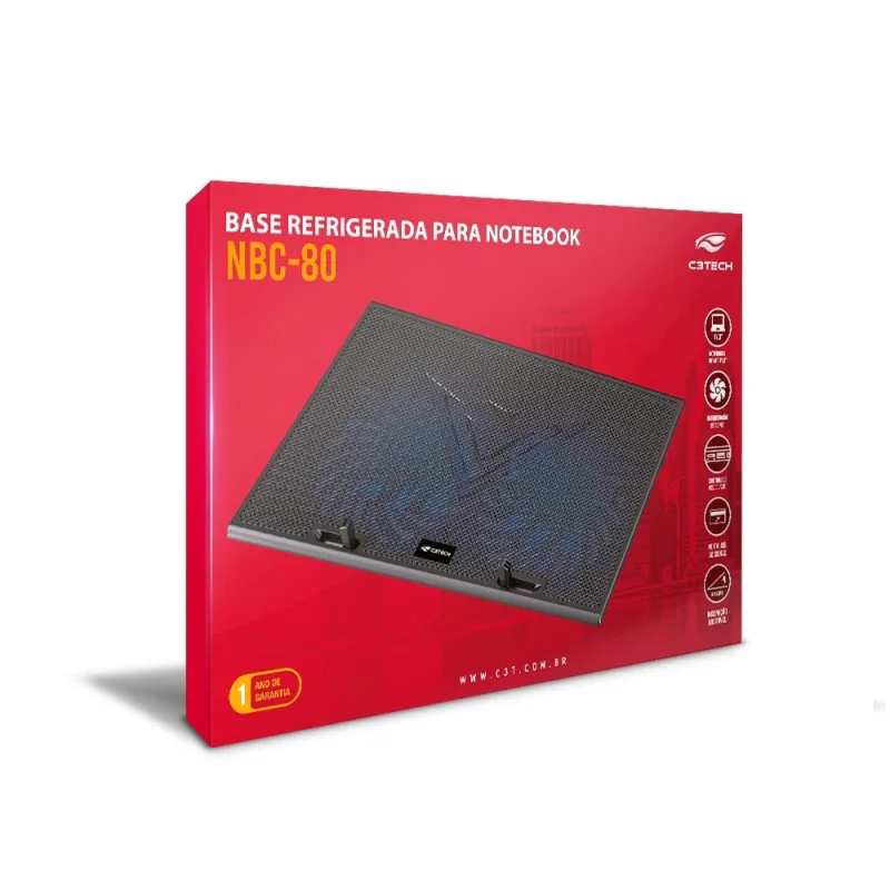 Base com Ventilação para Notebook até 17.3"NBC-80BK C3Tech - C3 Tech - Informática