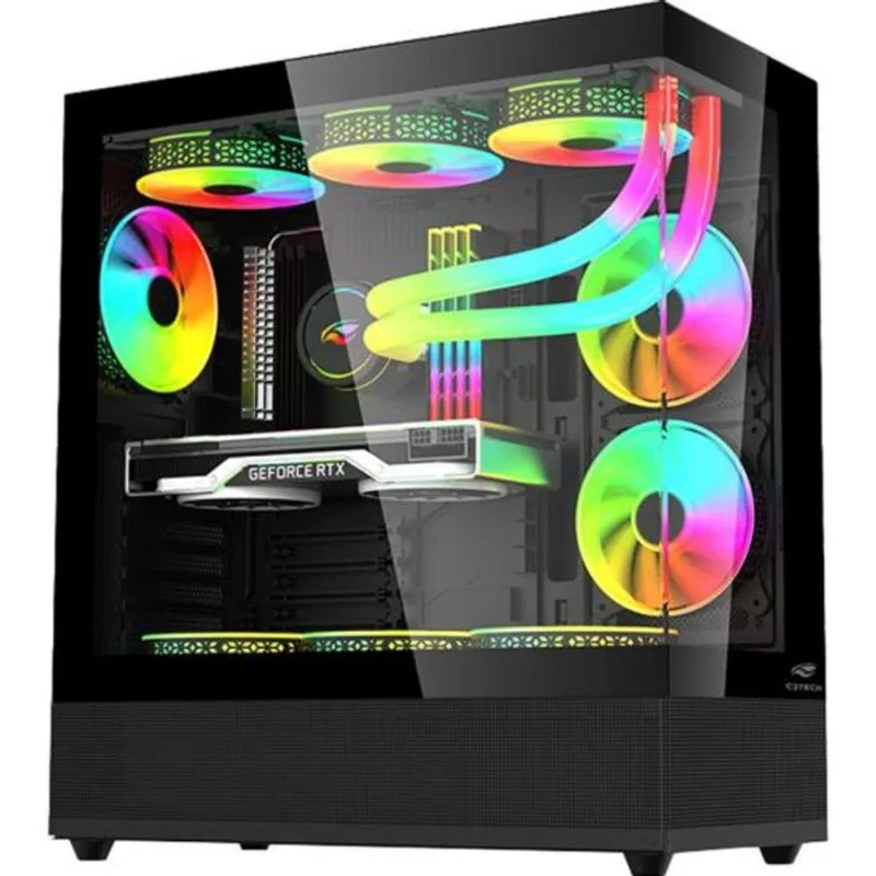 Gabinete Gamer C3tech Aquarius Mt-g850 Sem Fans Preto