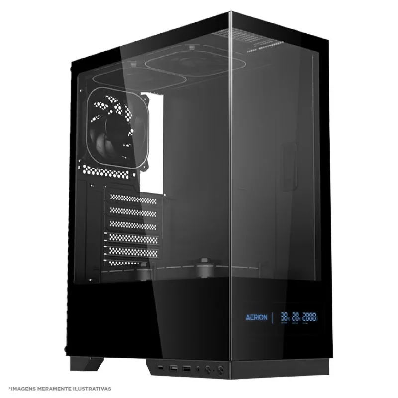 Gabinete Aquário Gamer Aerion Arch V1sion Gab130blk Vidro Temperado Usb-c Atx Preto 70578