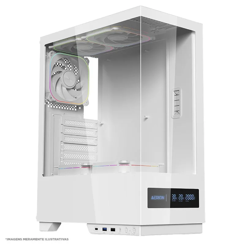 Gabinete Aquário Gamer Aerion Arch V1sion Gab130wh Vidro Temperado Usb-c Atx Branco 71000
