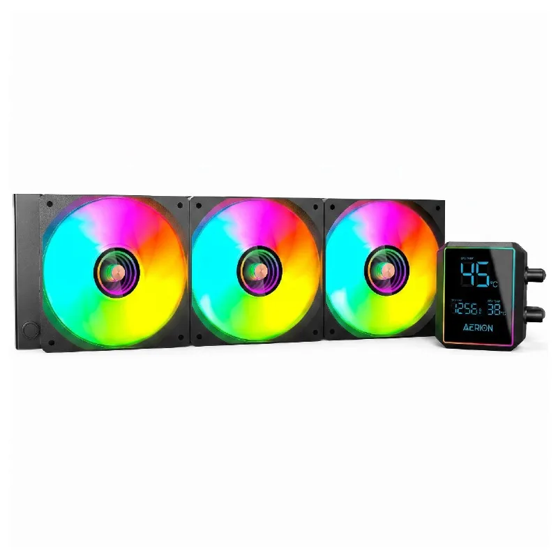 Water Cooler Aerion Aeris WAT300 (Intel / AMD) - 360mm - Tela LCD - ARGB - Preto - WAT300BK