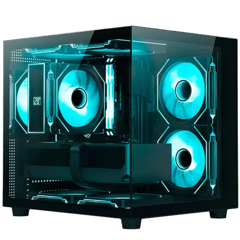 Gabinete Gamer Aquário C3tech Gaming Aquarius Mt-g720bk, Frontal E Lateral Em Vidro Temperado, Usb 3.0, Atx - Preto