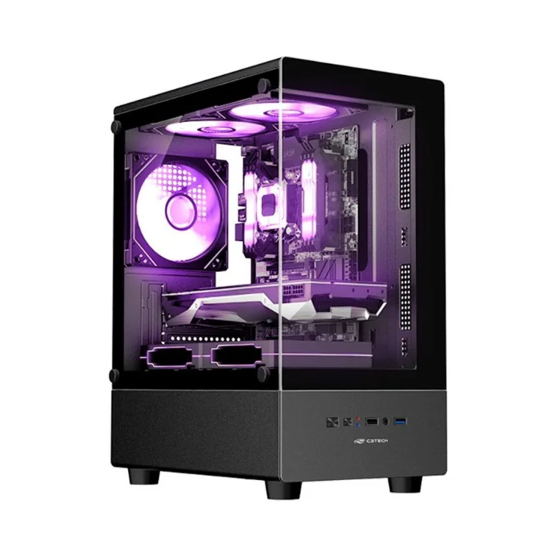Gabinete Gamer Aquário C3tech MT-G150BK Vidro Temperado Micro ATX Preto