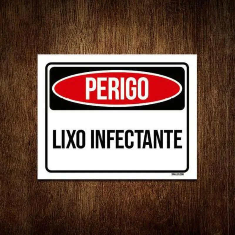 Kit 5 Placas Perigo Lixo Infectante