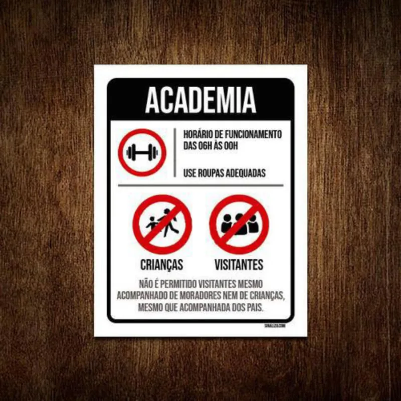Kit 5 Placas Regras Normas Uso Academia