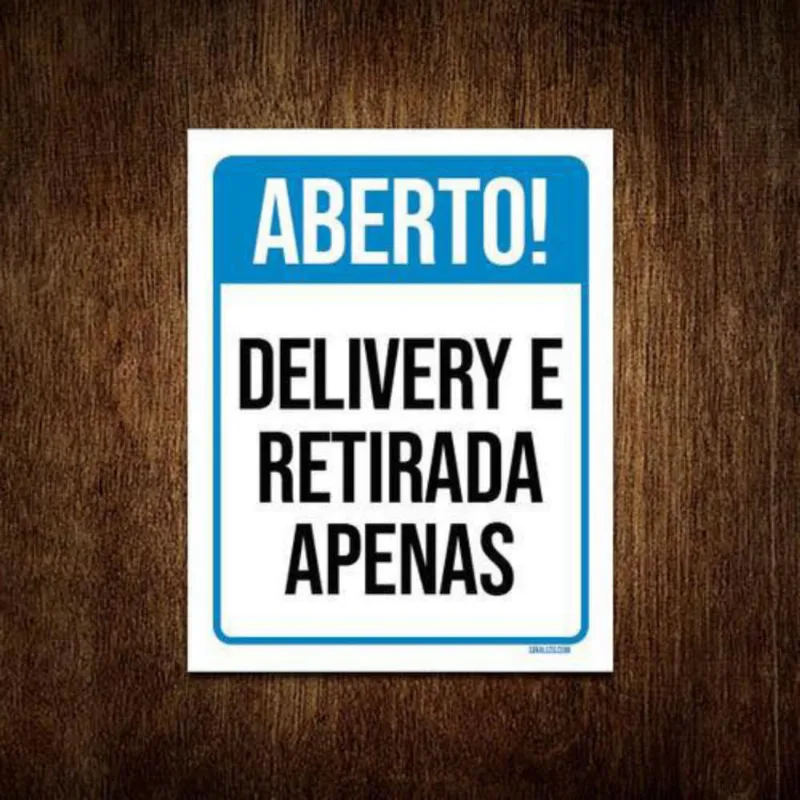 Kit 5 Placas Restaurante Distanciamento Social Aberto