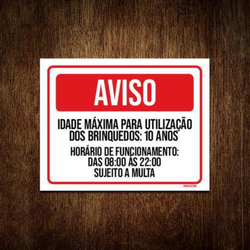 Kit 5 Placas Sinalização - Aviso Idade Máxima Brinquedos