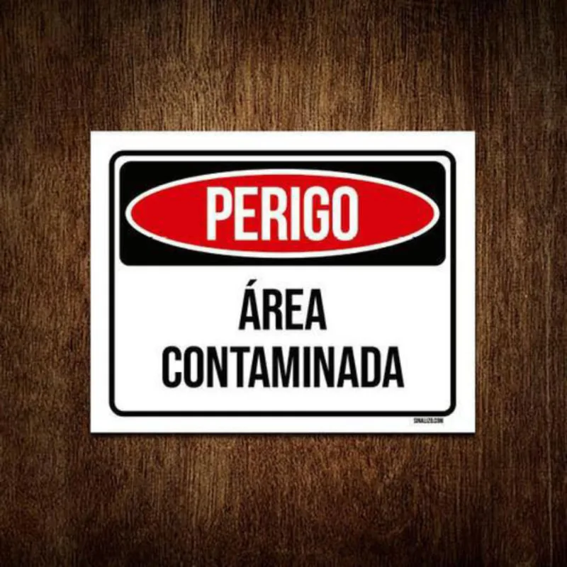 Kit 5 Placas Sinalização - Perigo Área Contaminada