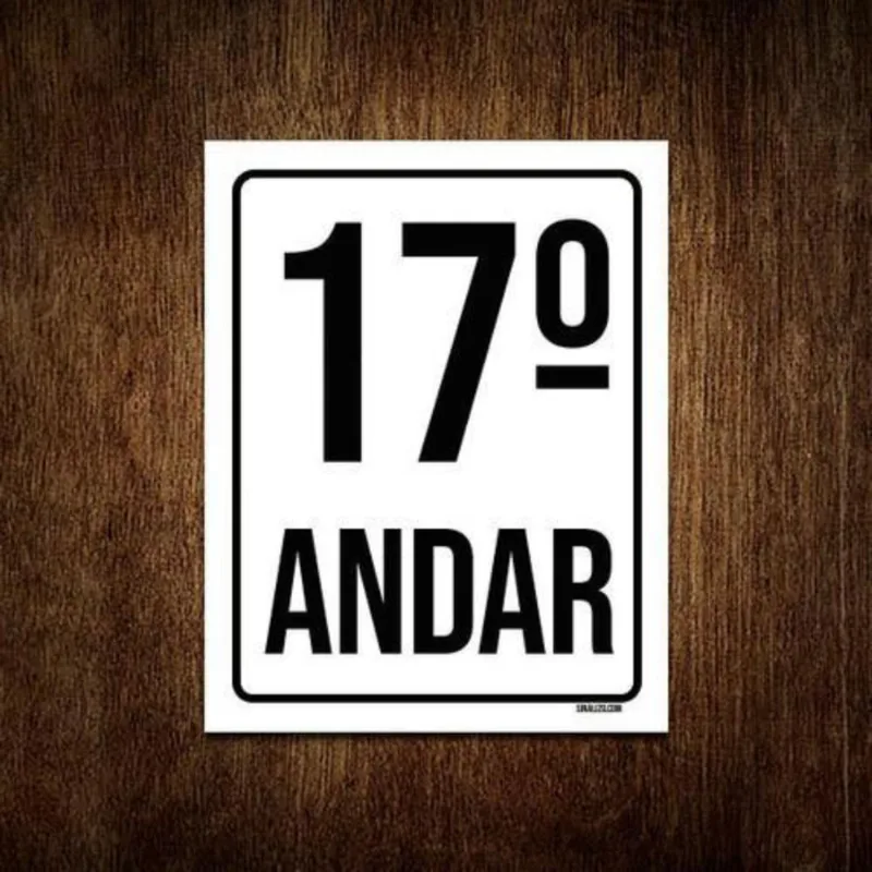 Kit 5 Placas Sinalização Ambiente Identificação 17º Andar