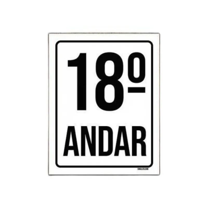 Kit 5 Placas Sinalização Ambiente Identificação 18º Andar