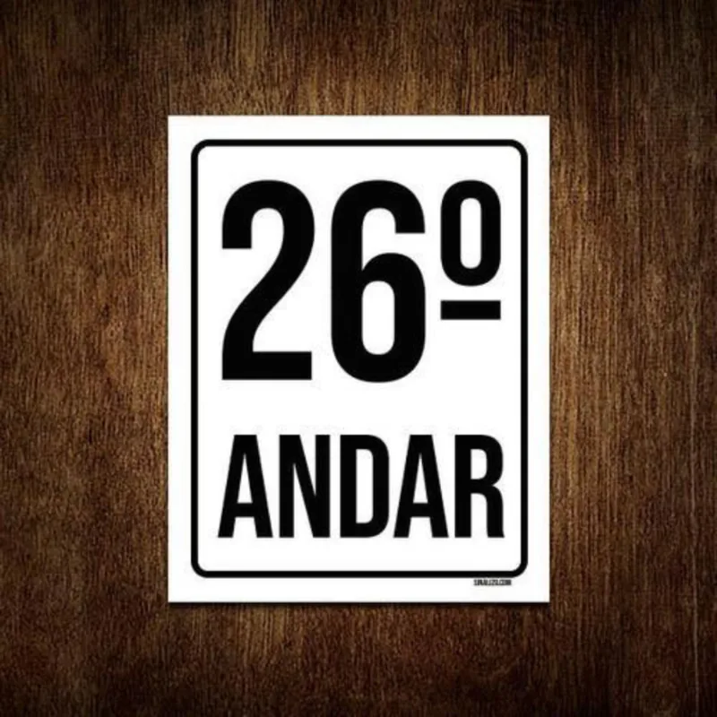 Kit 5 Placas Sinalização Ambiente Identificação 26º Andar