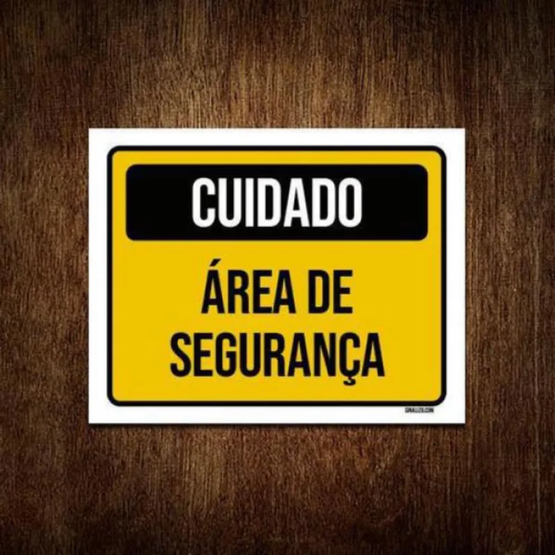 Kit 5 Placas Sinalização Cuidado Área De Segurança