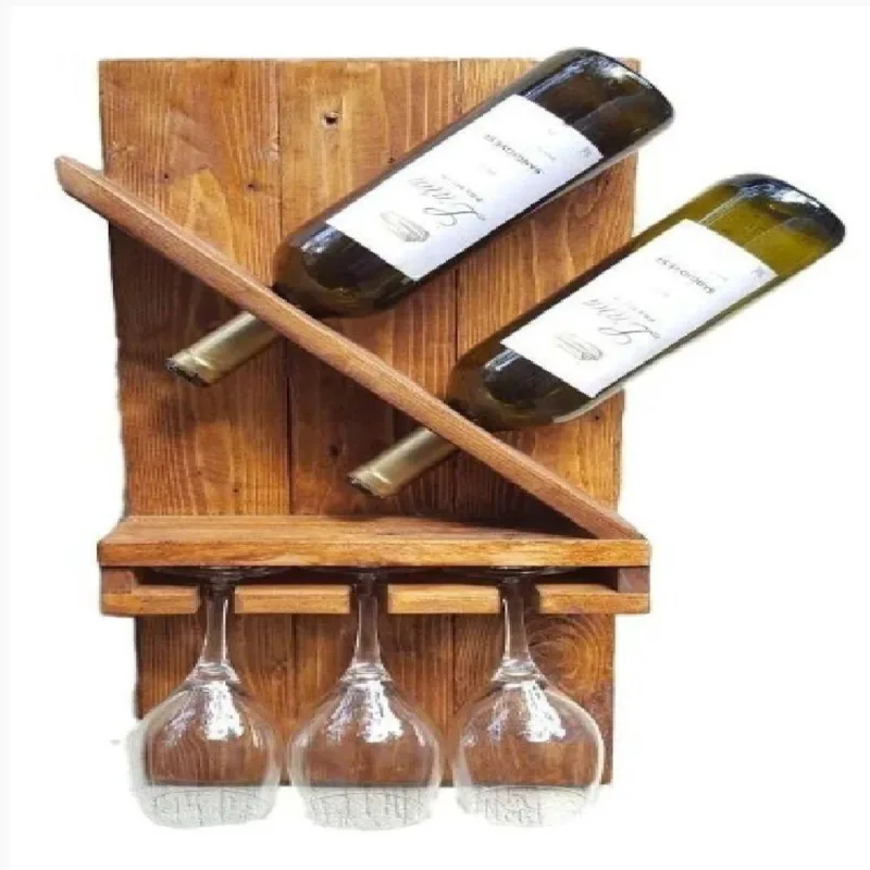 Adega Vinhos Madeira Barzinho Porta Taças 2 Garrafas 3 Taças - Não Disponível - Móveis