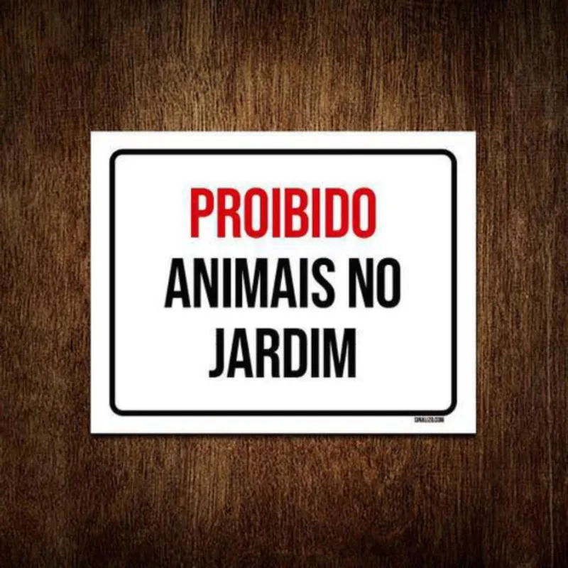 Kit 5 Placas Sinalização Proibido Animais No Jardim