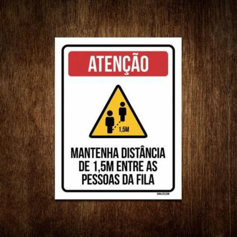 Placa - Atenção Mantenha Distância Na Fila (36X46)