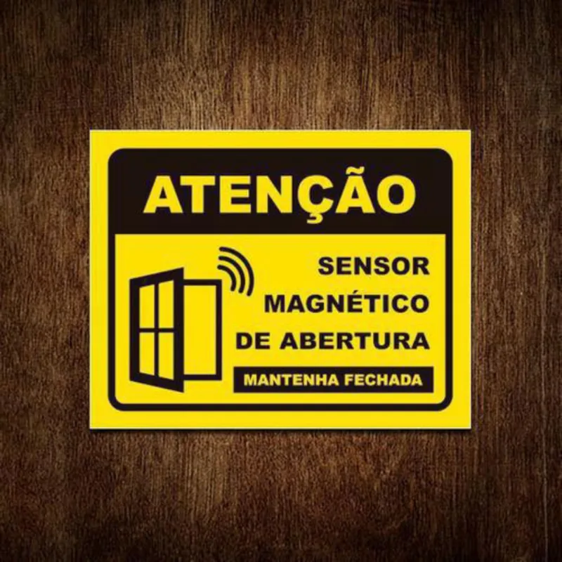 Placa De Sinalização - Atenção Sensor Magnético 27X35