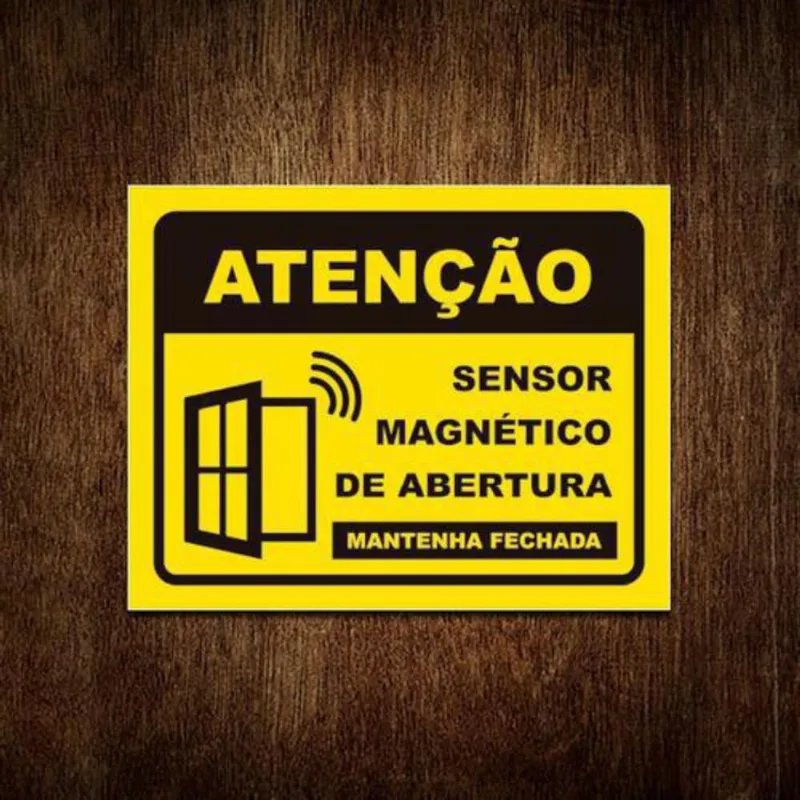 Placa De Sinalização - Atenção Sensor Magnético 36X46