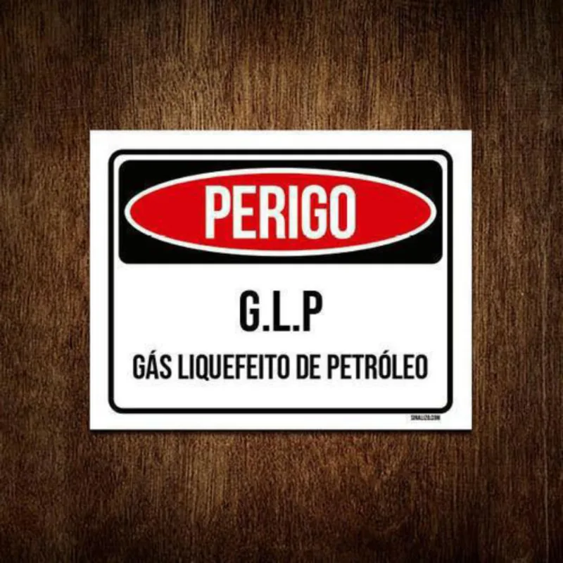 Placa Perigo Gás Liquefeito Petróleo 18X23