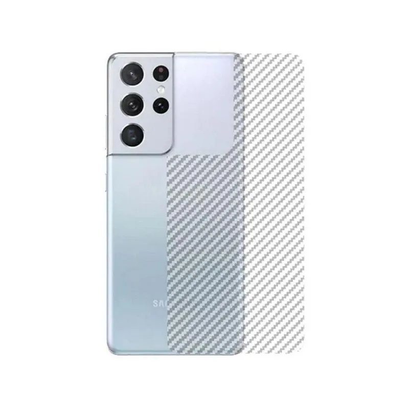 Película Hidrogel + Adesivo Fibra De Carbono Para Samsung S21 Ultra - Transparente