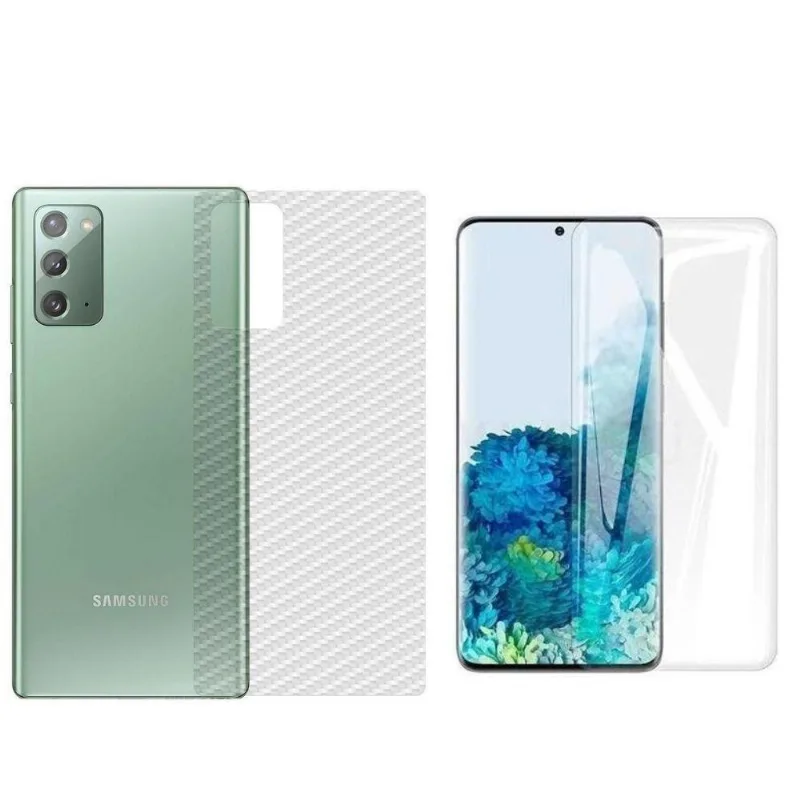 Película Hidrogel + Adesivo Fibra De Carbono Para Samsung Galaxy S20 Fe - Transparente