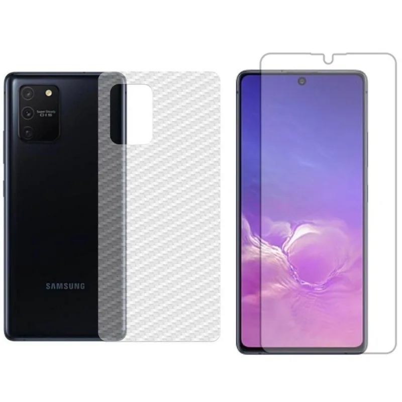 Película Hidrogel + Adesivo Fibra De Carbono Para Samsung Galaxy S10 Lite - Transparente