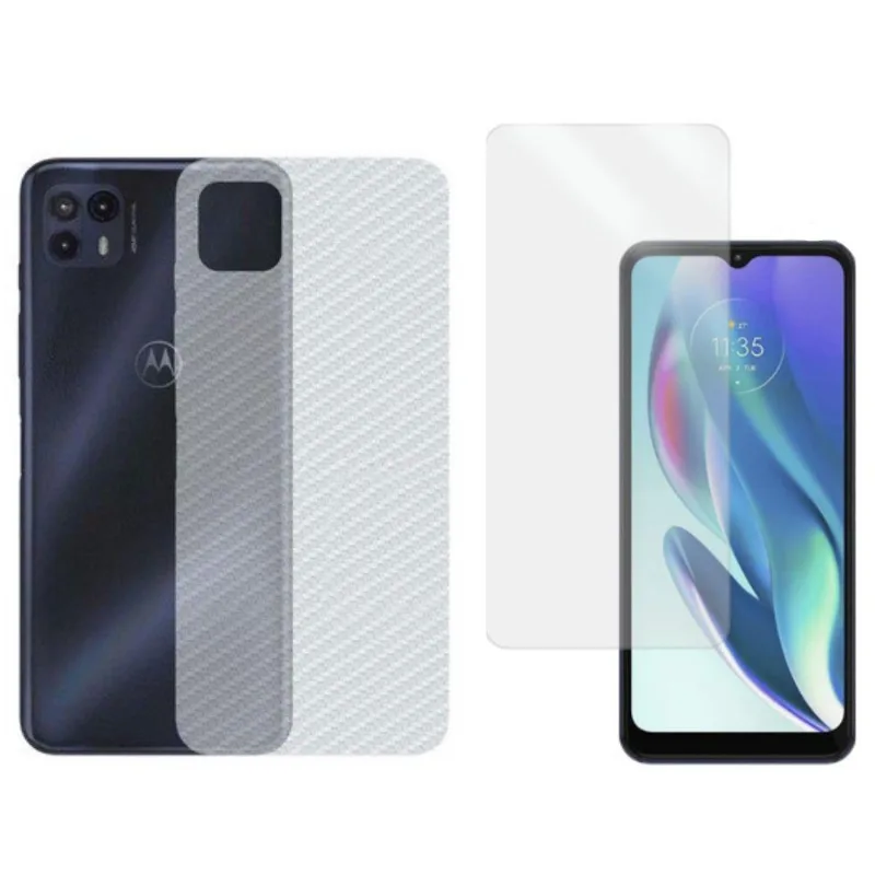 Película Hidrogel + Adesivo Fibra De Carbono Para Motorola Moto G50 5g - Transparente
