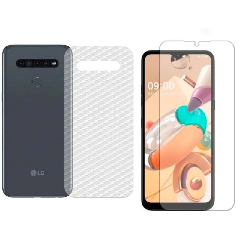 Película Hidrogel + Adesivo Fibra De Carbono Para Lg K41s - Transparente