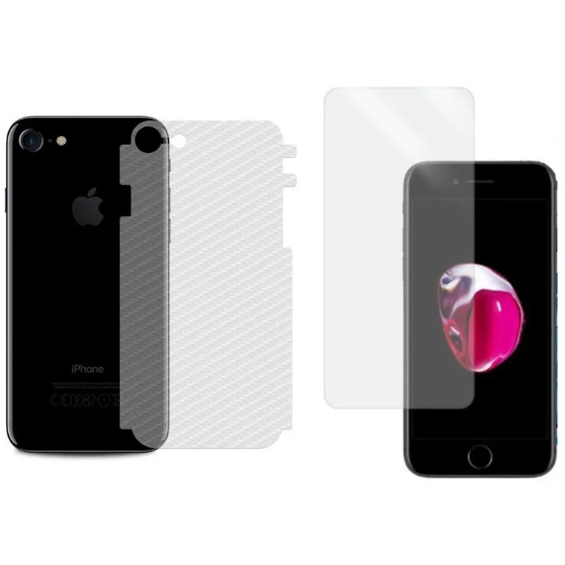 Película Hidrogel + Adesivo Fibra De Carbono Para Iphone 7 - Transparente