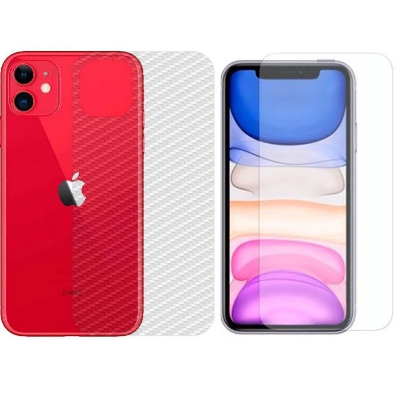 Película Hidrogel + Adesivo Fibra De Carbono Para Iphone 12 - 12 Pro - Transparente